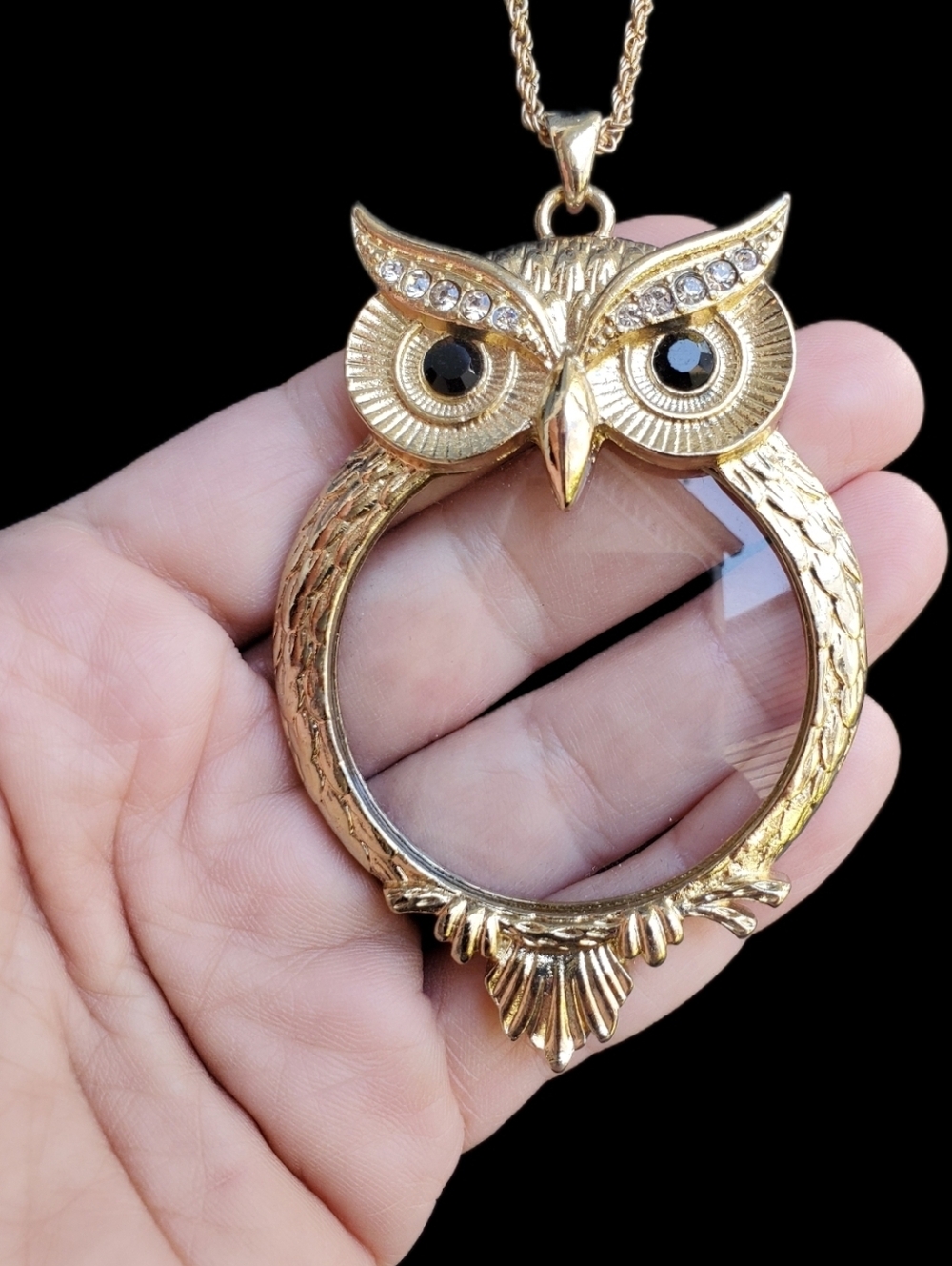 Owl Magnifying Glass Pendant